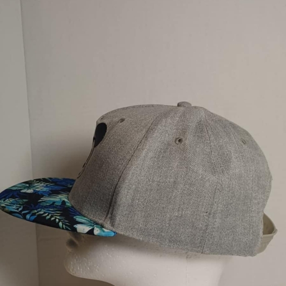 Disney Mickey Mouse Baseball  Cap SnapBack Gray Blue Floral Hawaiian Hat - Picture 4 of 6